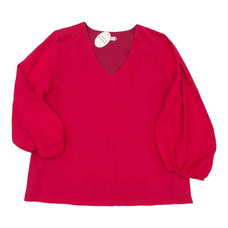 Blouse 3/4 Sleeve By Clothes Mentor In Pink, Size:Xl