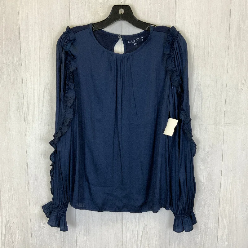 Blouse Long Sleeve By Loft In Navy, Size: M