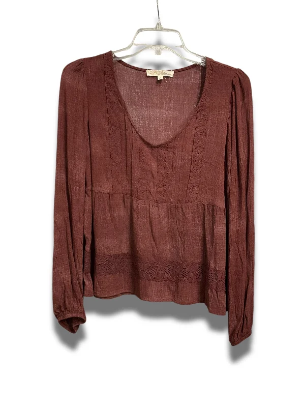 Blouse Long Sleeve By Rewind In Red, Size: S