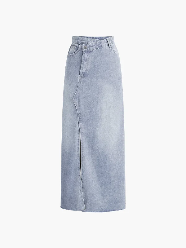 BerryBetty - Faded Denim Maxi Skirt