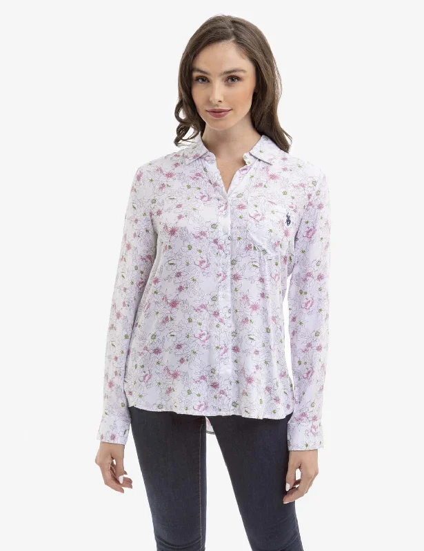 LONG SLEEVE PRINTED WOVEN SHIRT