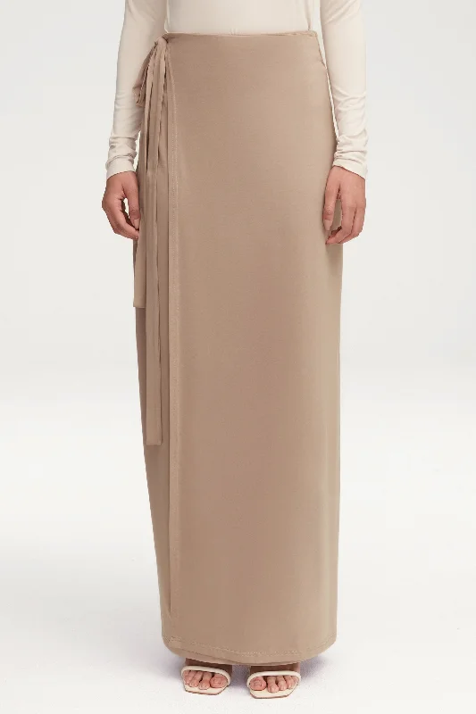 Talia Jersey Wrap Maxi Skirt - Taupe