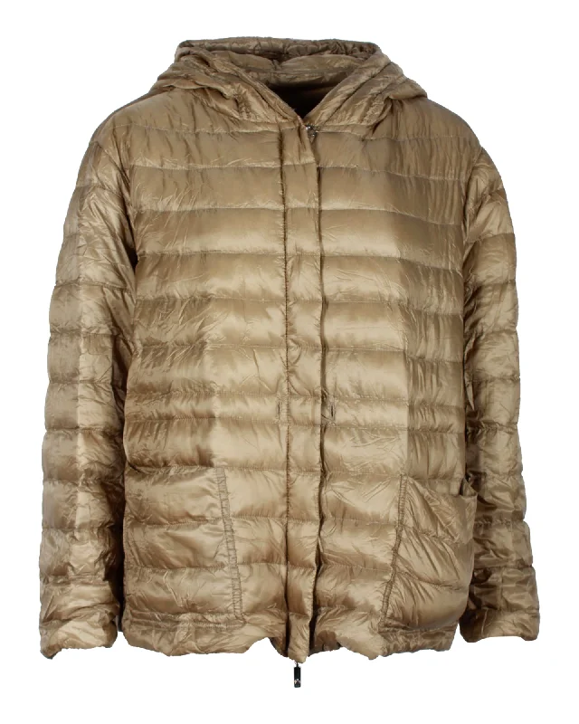 Moncler Hooded Padded Down Jacket in Olive Nylon Canvas