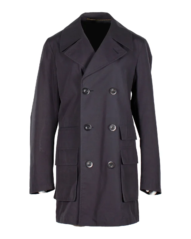 Valentino Garavani Double-Breasted Coat in Blue Wool