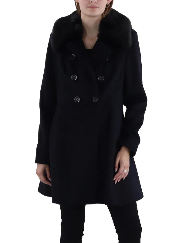 Womens Wool Blend Midi Pea Coat