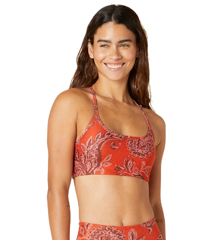 Beyond Yoga Softmark Slim Racerback Yoga Sports Bra Chai Paprika Paisley