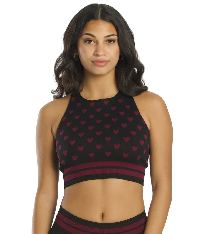 Spiritual Gangster High Neck Jacquard Bra Rosaline Heart Print