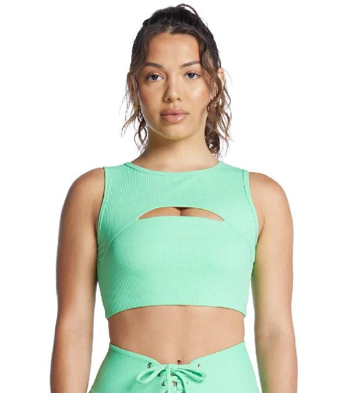 Year of Ours Ribbed Cut Out Bra Summer Green