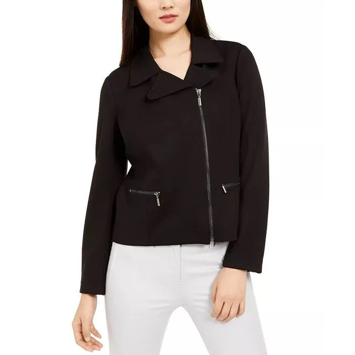 Alfani Women's Zip Up Moto Jacket Black Size X-Large