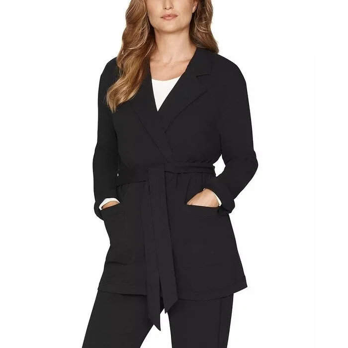 B New York Women's Notch Collar Wrap Jacket Black Size X-Large