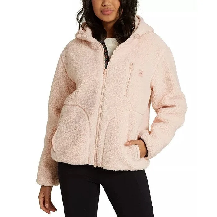 Billabong Women's Switchback Faux Sherpa Hooded Jacket Pink Size Medium