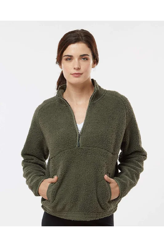 Boxercraft Womens Everest 1/4 Zip Sweatshirt - Olive Green