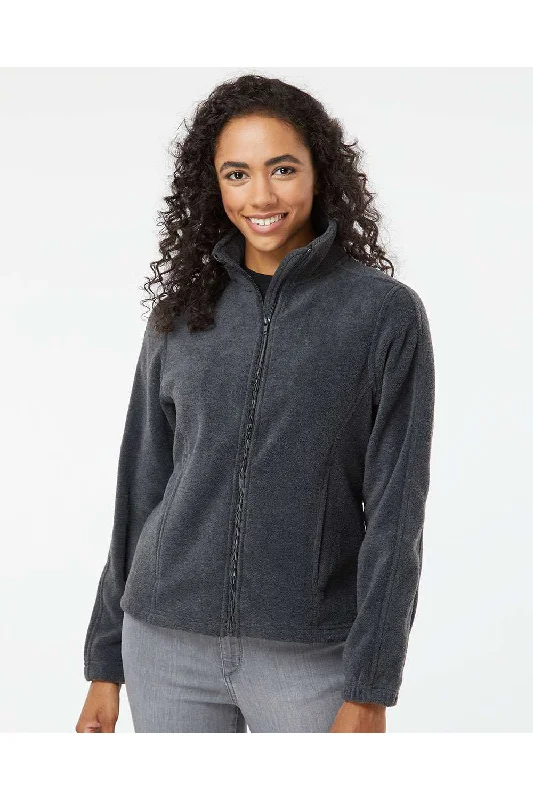 Burnside Womens Polar Fleece Full Zip Sweatshirt - Heather Charcoal Grey