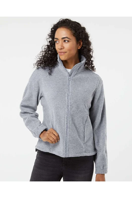 Burnside Womens Polar Fleece Full Zip Sweatshirt - Heather Grey