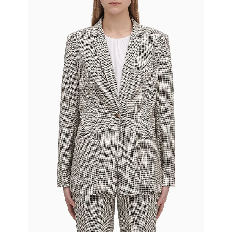 Calvin Klein Women's Birdseye 1-Button Notch Lapel Jacet Size 14 - Beige