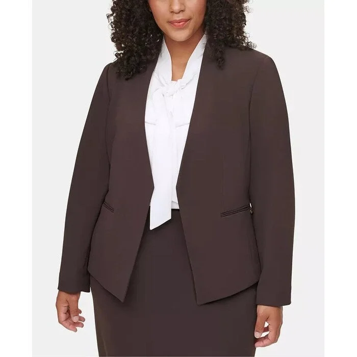 Calvin Klein Women's Plus Size Asymmetrical Suit Jacket Brown Size 22W