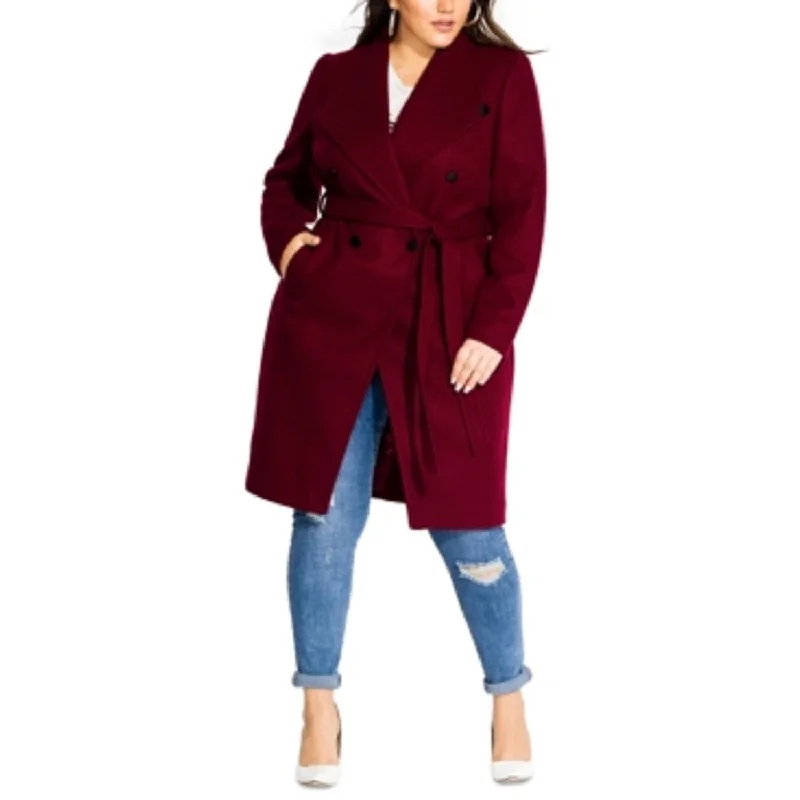 City Chic Trendy Women's Plus Size Belted Coat Red Size 20W