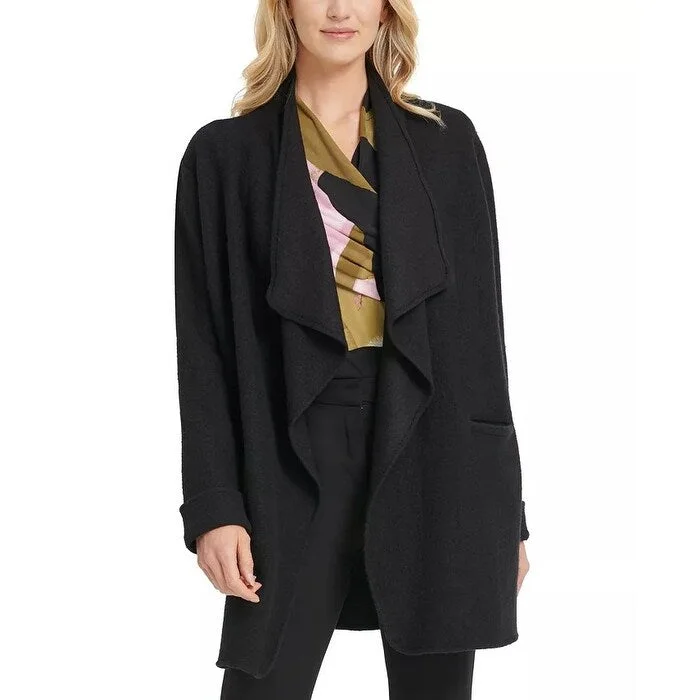 DKNY Women's Cascade-Lapel Open-Front Jacket Black Size Large