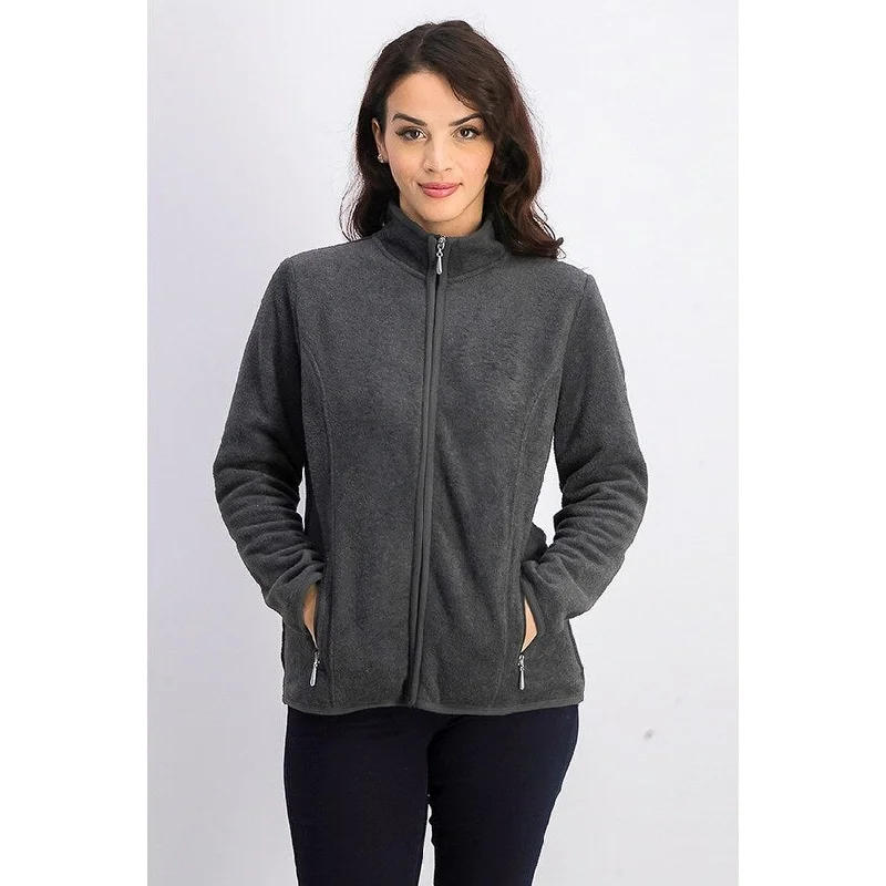 Karen Scott Women's Zeroproof Fleece Jacket Charcoal Size Petite Medium - Petite Medium