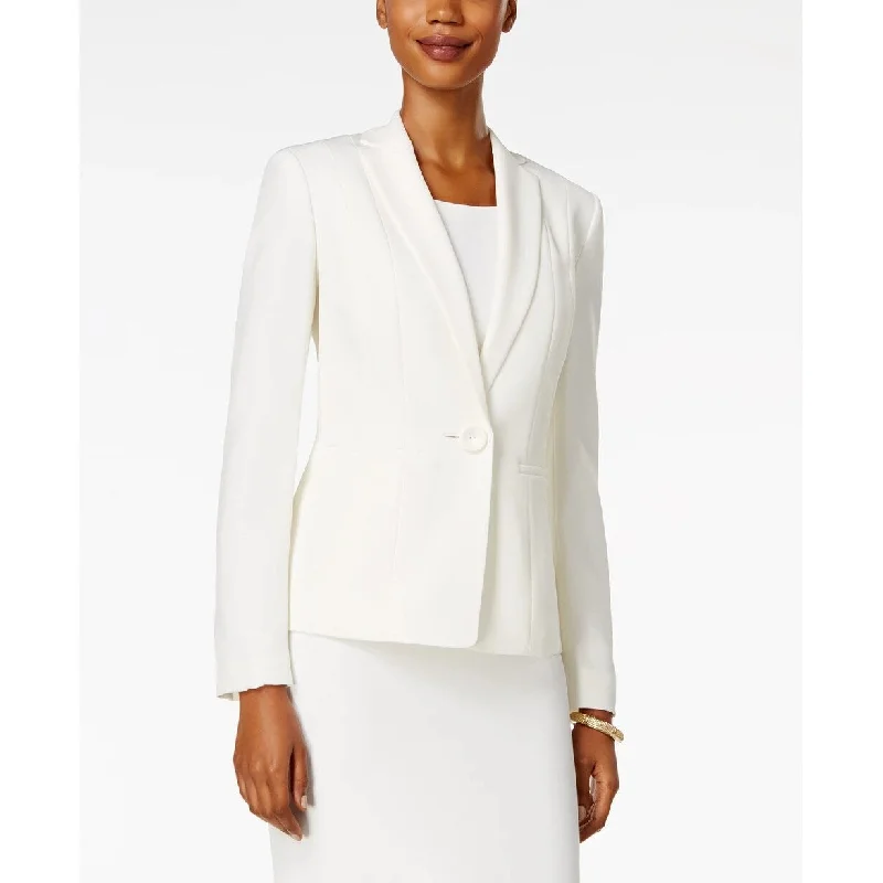 Kasper Women's Crepe One Button Jacket White Size 6 Petite - 6 Petite