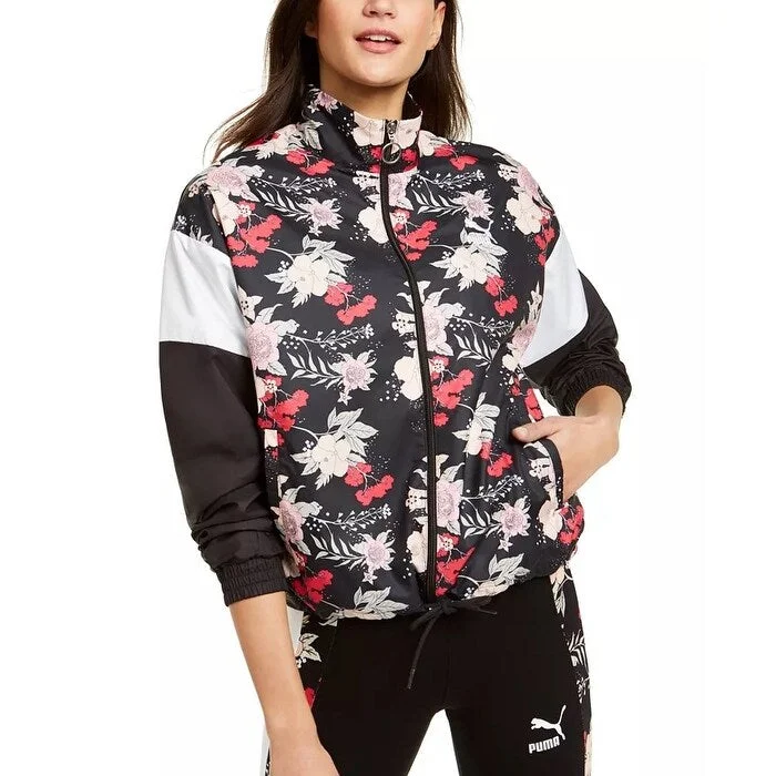 Puma Women's Print-Blocked Track Jacket Black Size Small