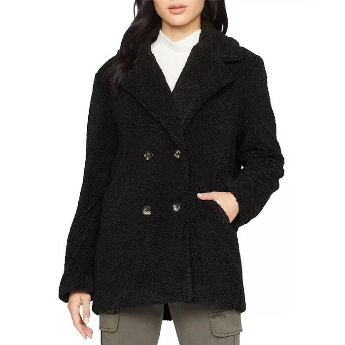 Sanctuary Women's Autumn Faux-Fur Peacoat Black Size Small