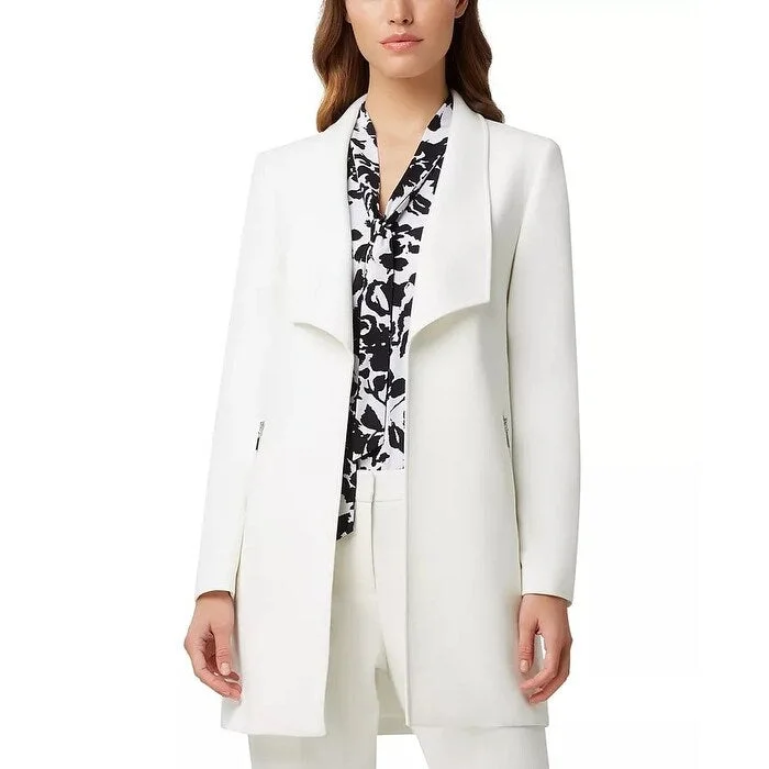 Tahari ASL Women's Wing-Lapel Topper Jacket White Size 4