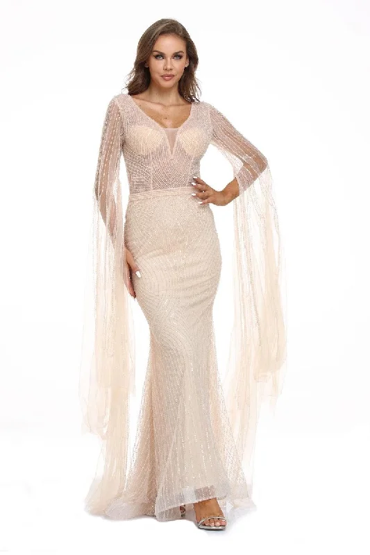 High Couture NR2242 Long Sleeve Formal Evening Dress