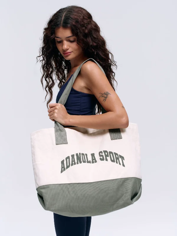 Adanola Sport Branded Tote - Cream/Olive